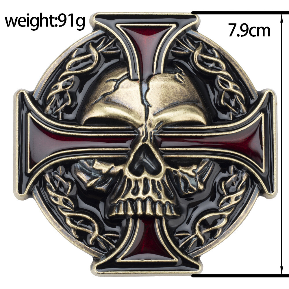 Cross Skull Belt Buckle Western Cowboy Motorcycle Riding Belt Buckle