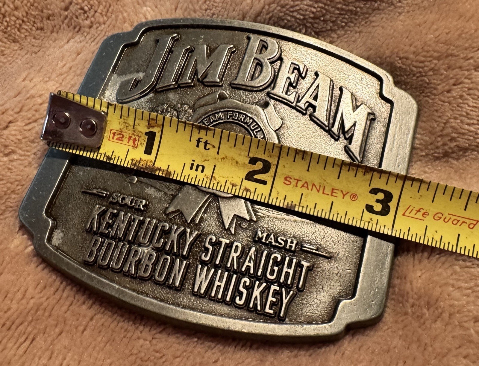 Jim Bean Whiskey Cowboy Rodeo Advertising Belt Buckle Country Western Solid