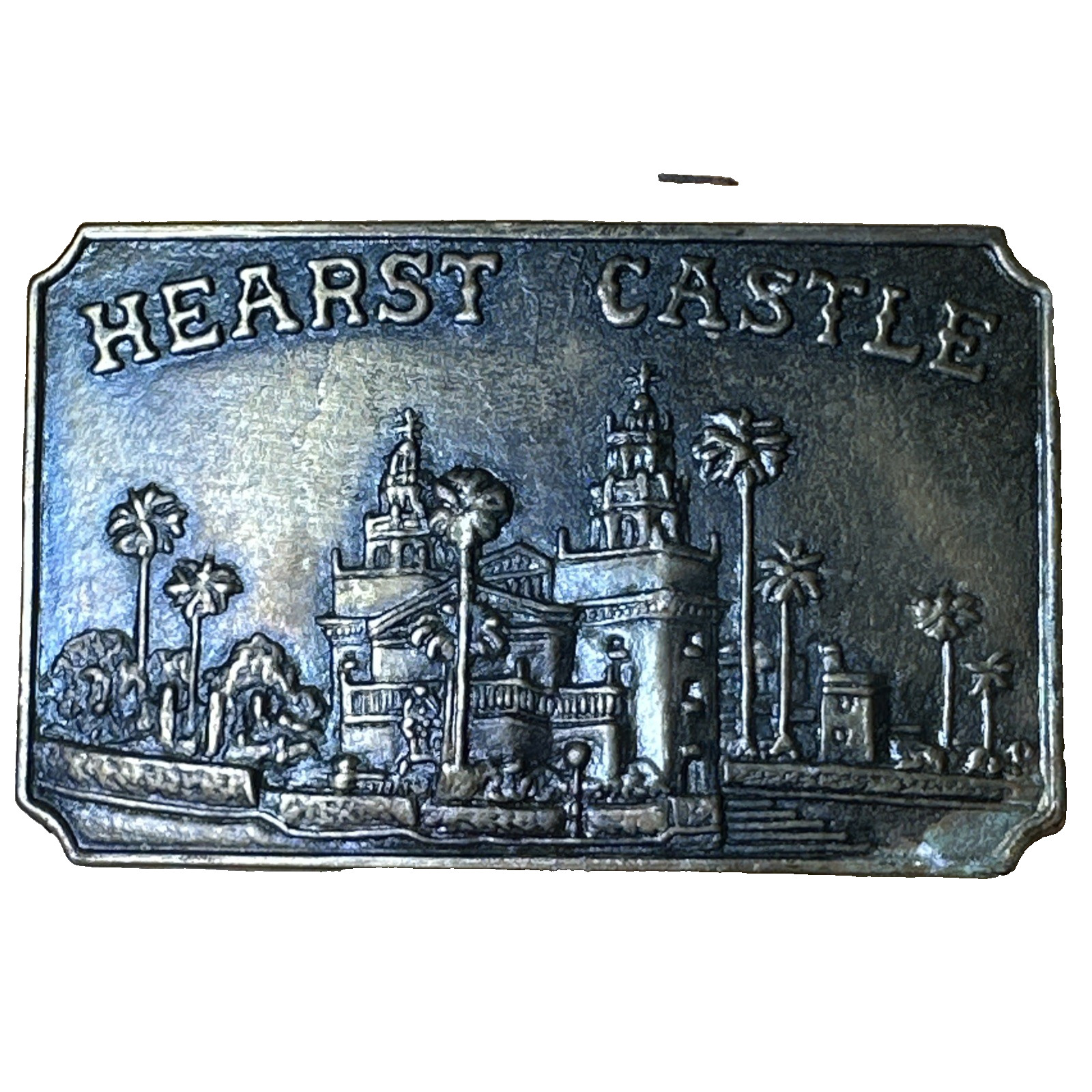 Vtg Bronze Big Belt Buckle Hearst Castle California Pop Mystery Destination A6