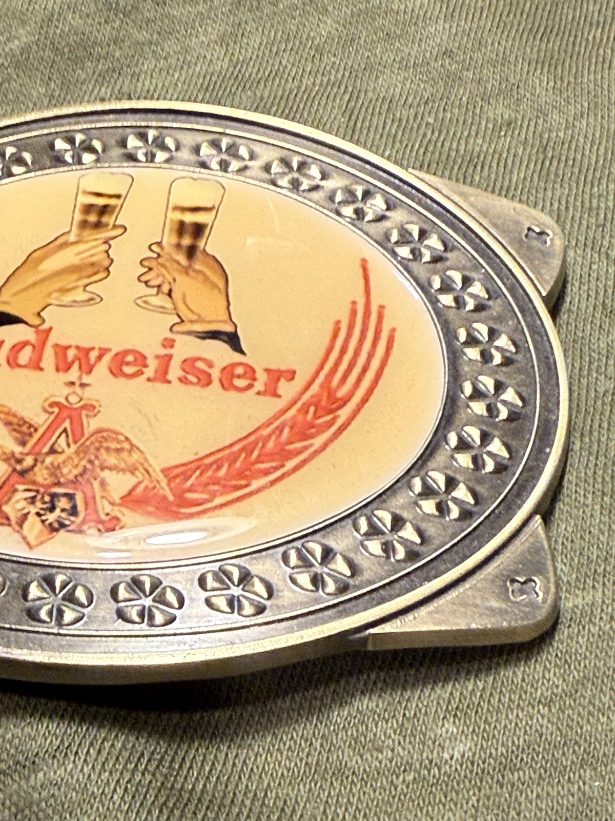 Vintage/undated Budweiser Beer belt buckle. 3.5&Prime; Wide.