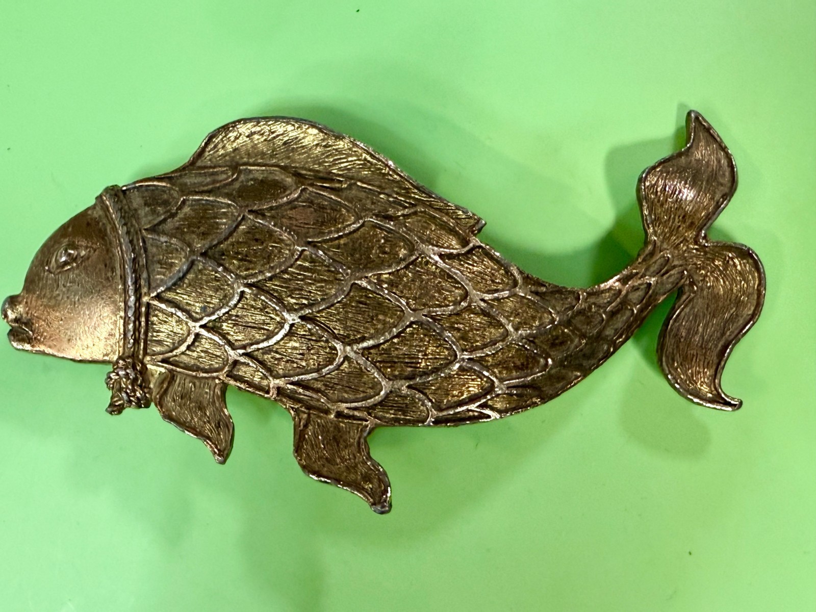 Japanese Koi Fish Symbol Luck Prosperity Good Fortune Huge Figural Belt Buckle