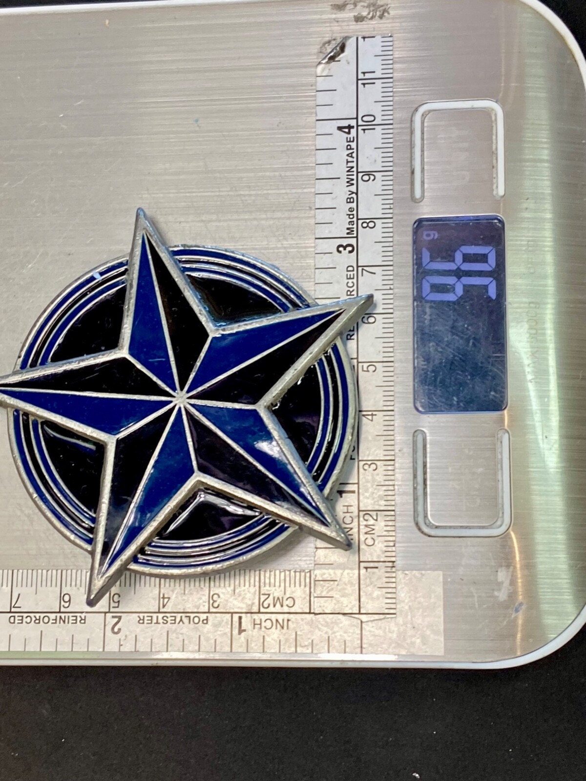 Star Blue And Black Color Pewter Great American Products Belt Buckle