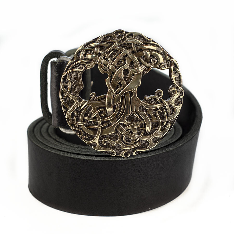 World Tree german silver belt buckle, Scandinavian Nordic Celtic runic Tree