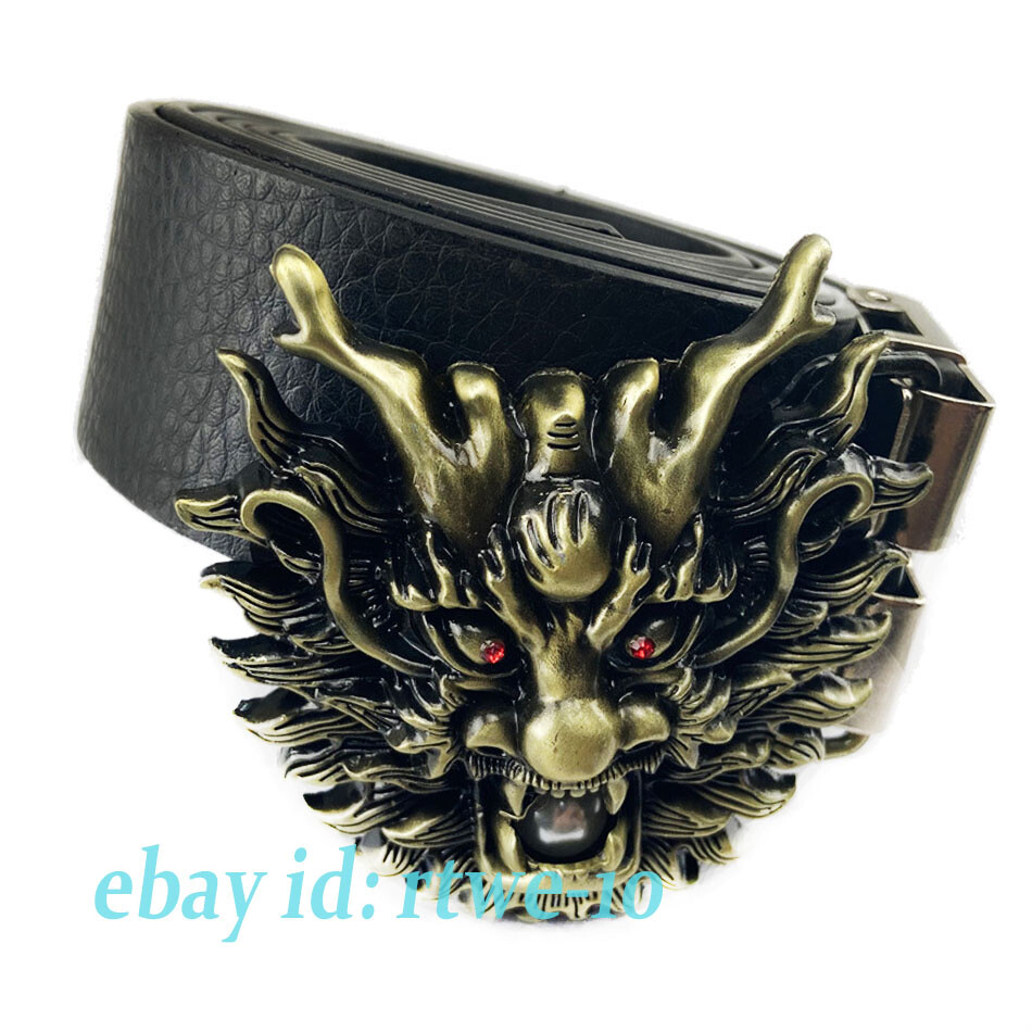 Vintage Men Belt Buckle Western Cowboy Alloy Chinese Dragon Spits Out Pearls Tap