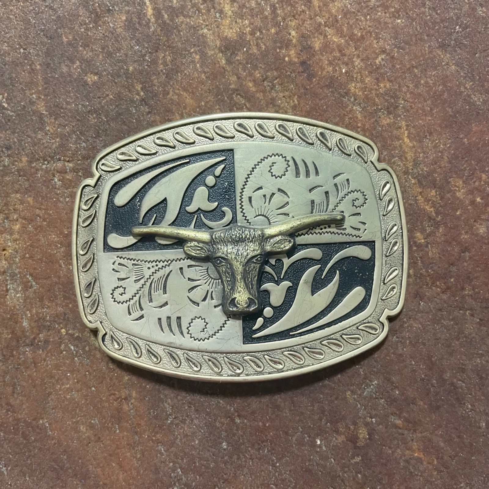 Vintage Western Bull Head Belt Buckle Cowboy Rodeo Steer Bronc Accessory