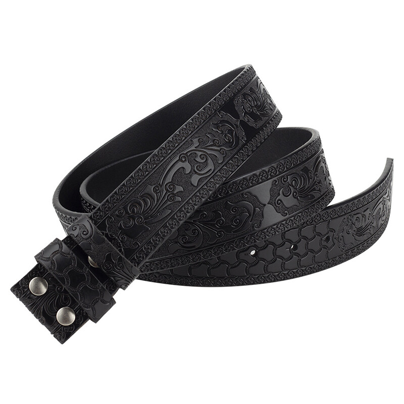 Embossed Western Leather Belt Cowboy Rodeo Casual Leather Belt Floral Embossed