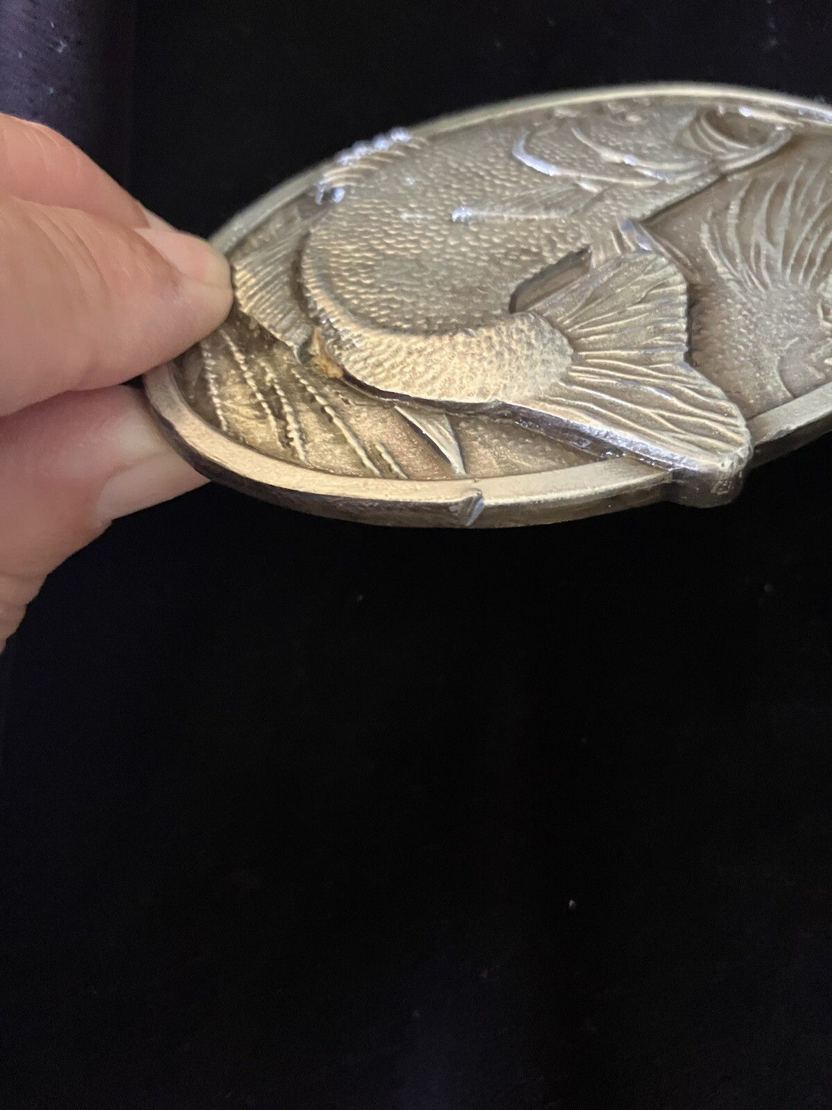 Bergamot Brass Works Bass Belt Buckle Vintage 1977 X-144. Made In USA Fishing