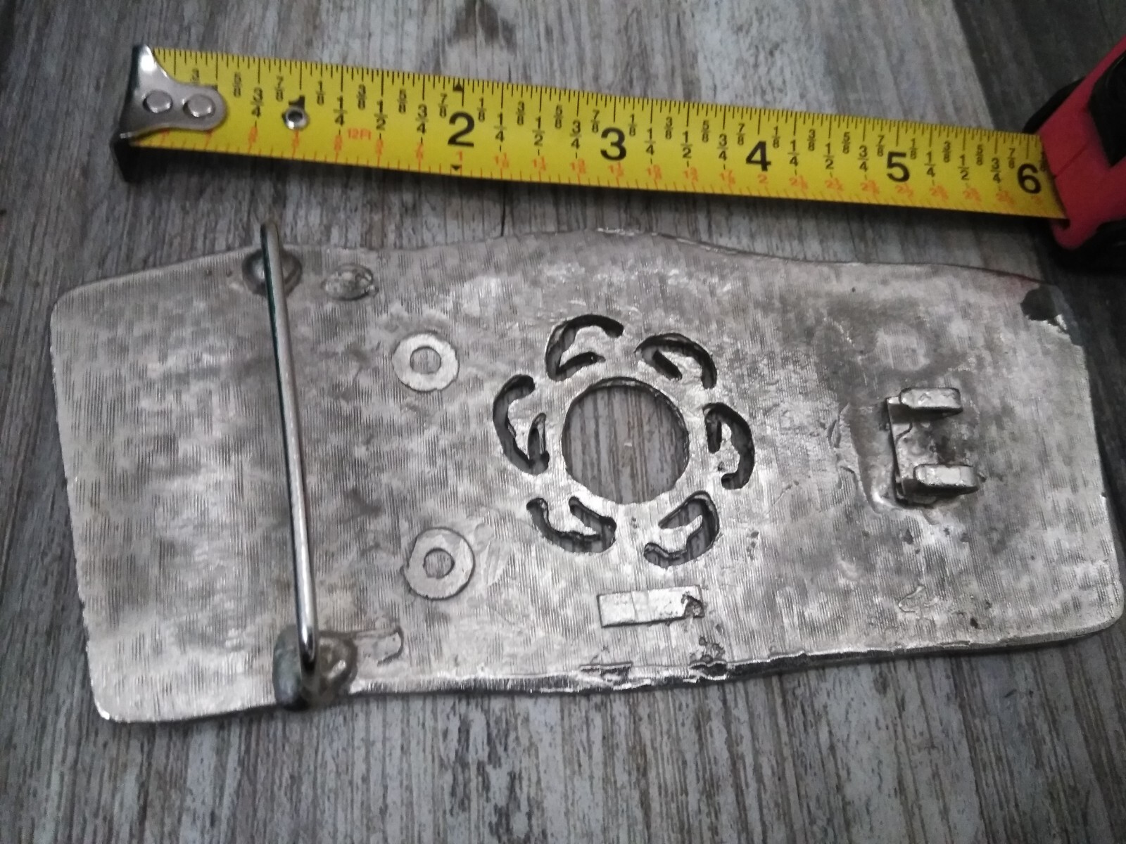 Vintage XL Large Handmade Mexican Belt Buckle DESERT / NATURE MOTIF (6&Prime;X2.3/4&Prime;)