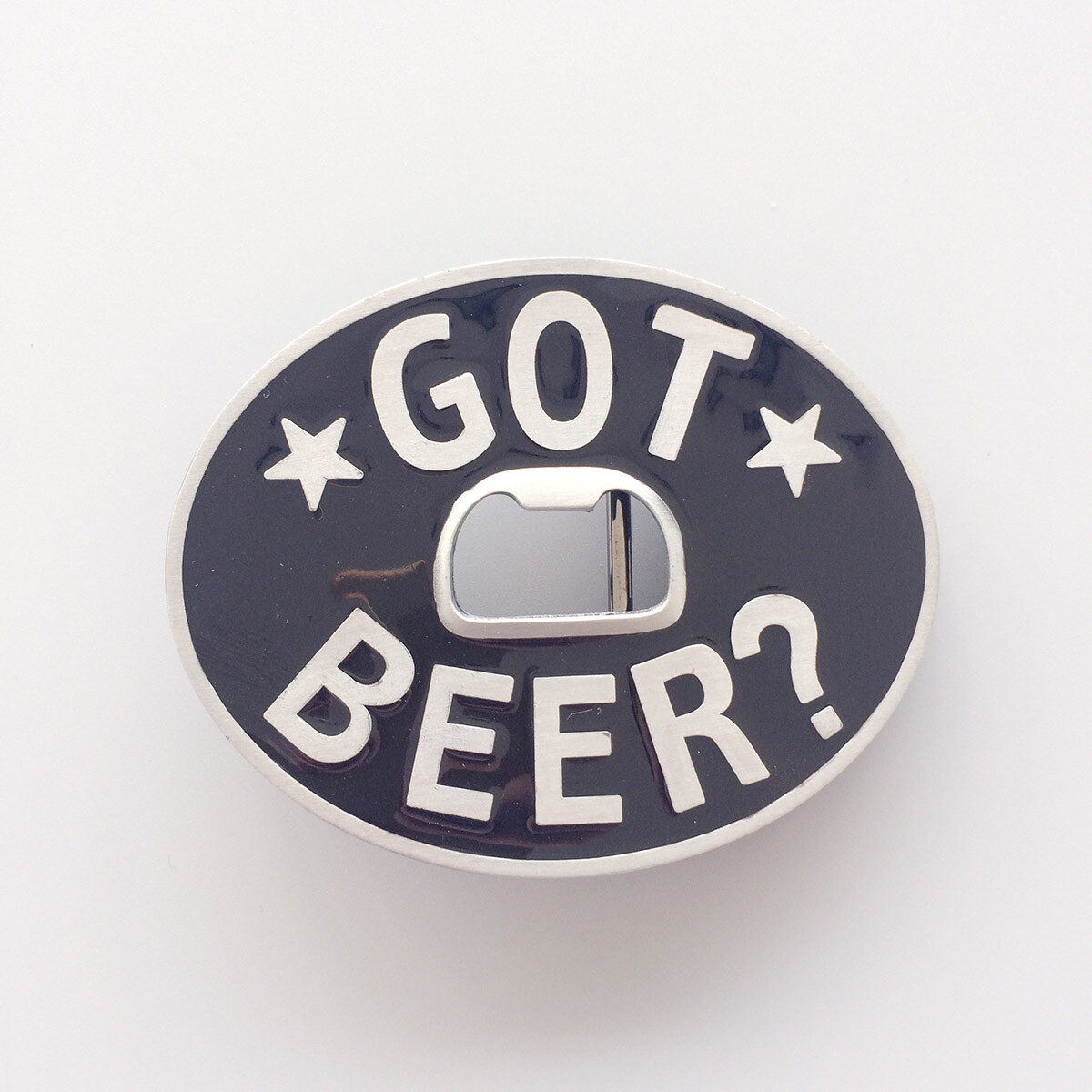 Vintage Style Oval Black Enamel Got Beer Bottle Opener Belt Buckle