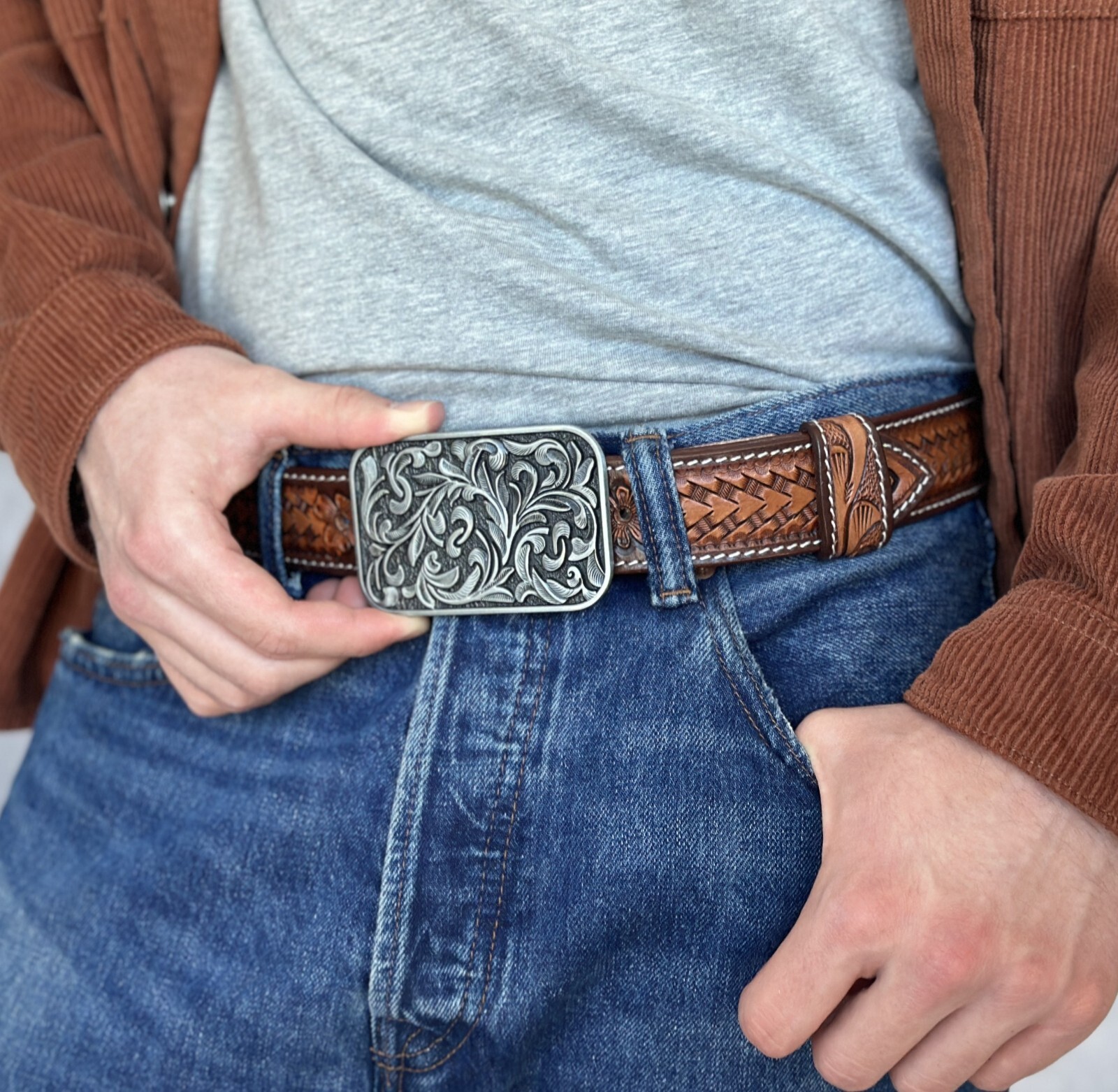Western Buckle Solid Brass Cowboy Rodeo Buckle