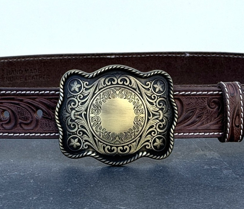 Western Buckle. Engraved Buckle Custom Personalized Monogrammed. For 1.5&Prime; Belt.