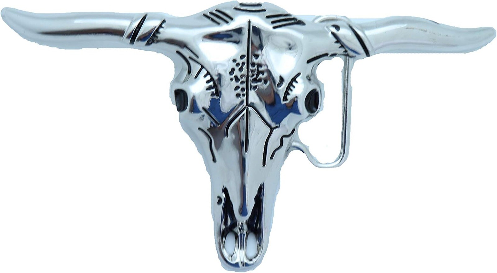 Bull Long Horn Blinged Out Western Silver Metal Belt Buckle Texas Rodeo