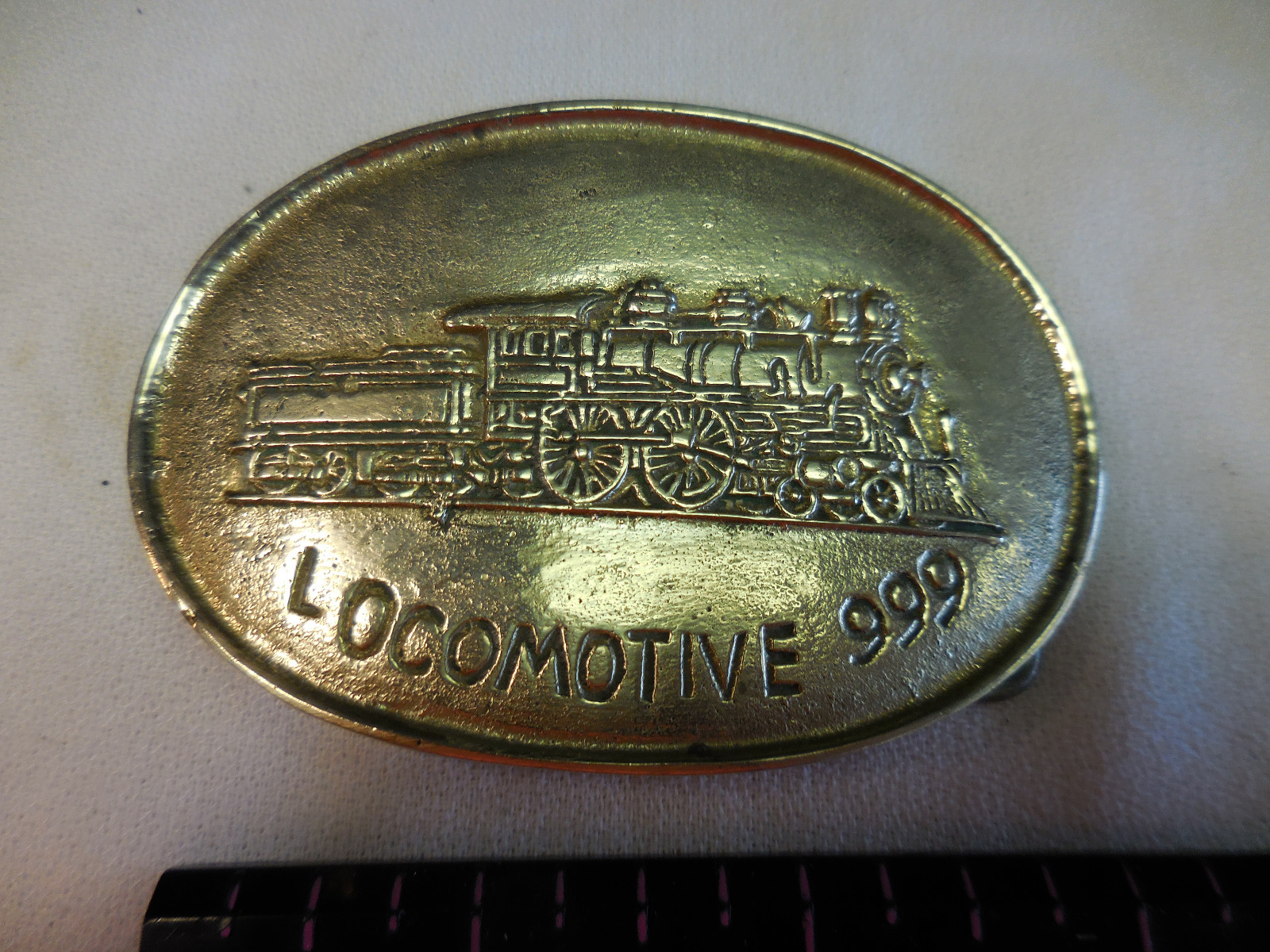 Locomotive 999 Solid Brass Belt Buckle Railroad Engine Train