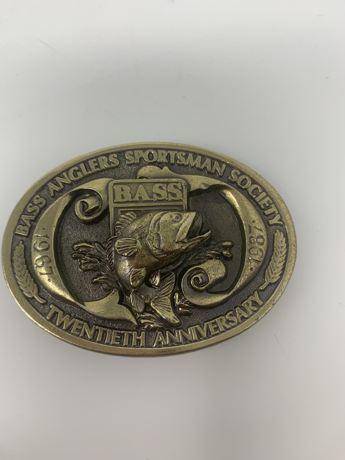 Vintage 1987 BASS Anglers Sportsman Society Belt Buckle 20th Anniversary Limited