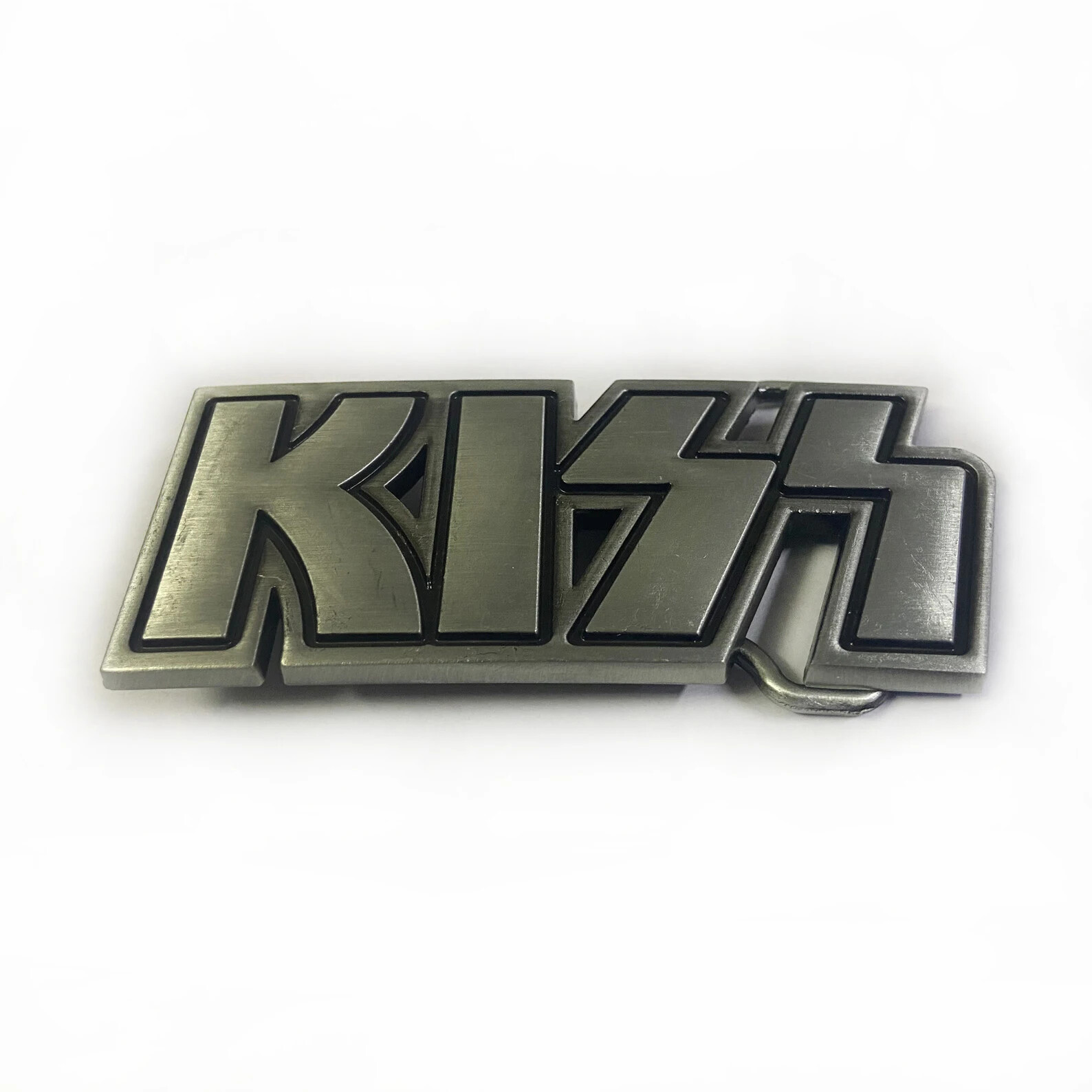 KISS Belt Buckle logo Chrome silver Gene Paul Ace Peter Zinc Alloy rock metal