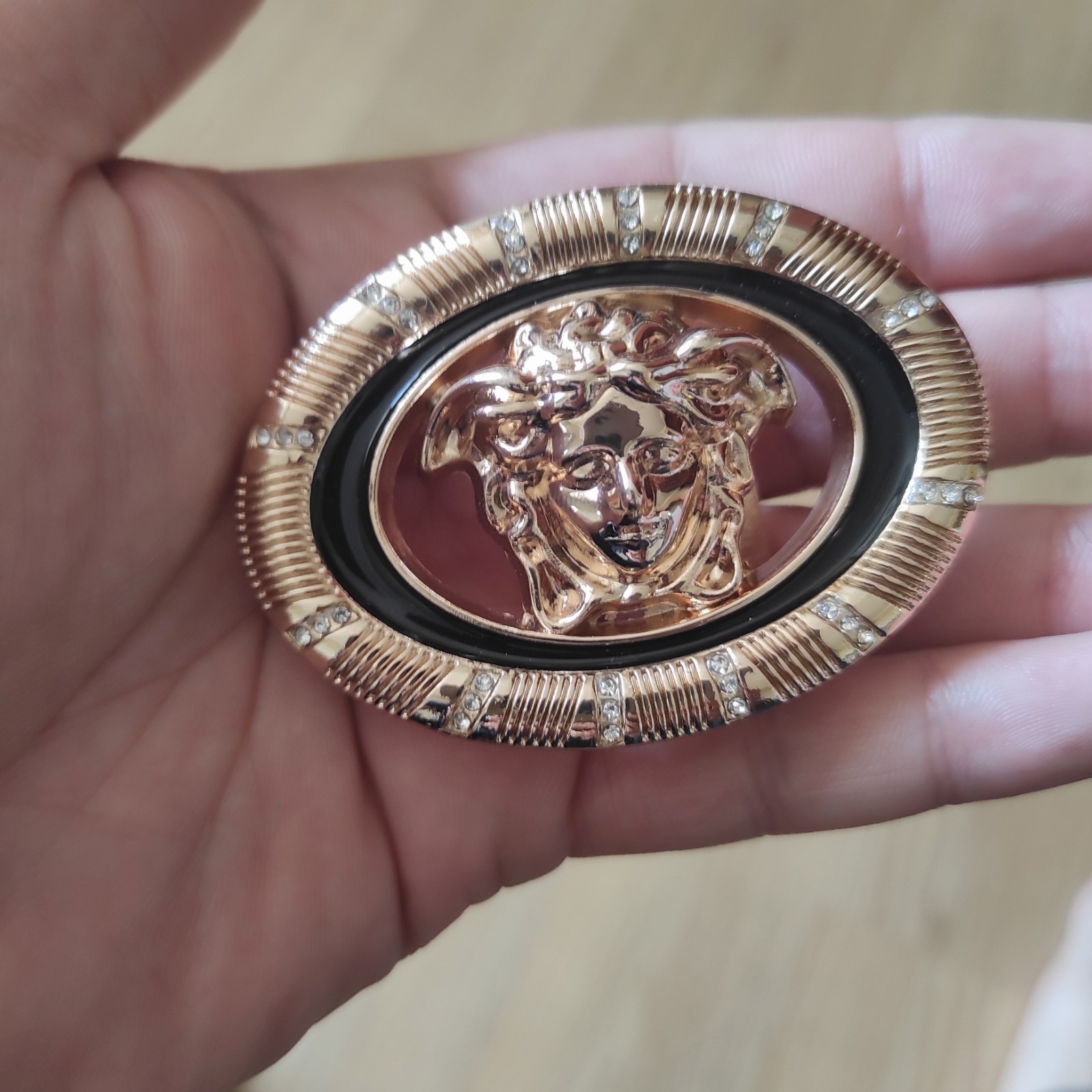 VERSACE. Gold tone. 3-D Medusa. BELT BUCLE.