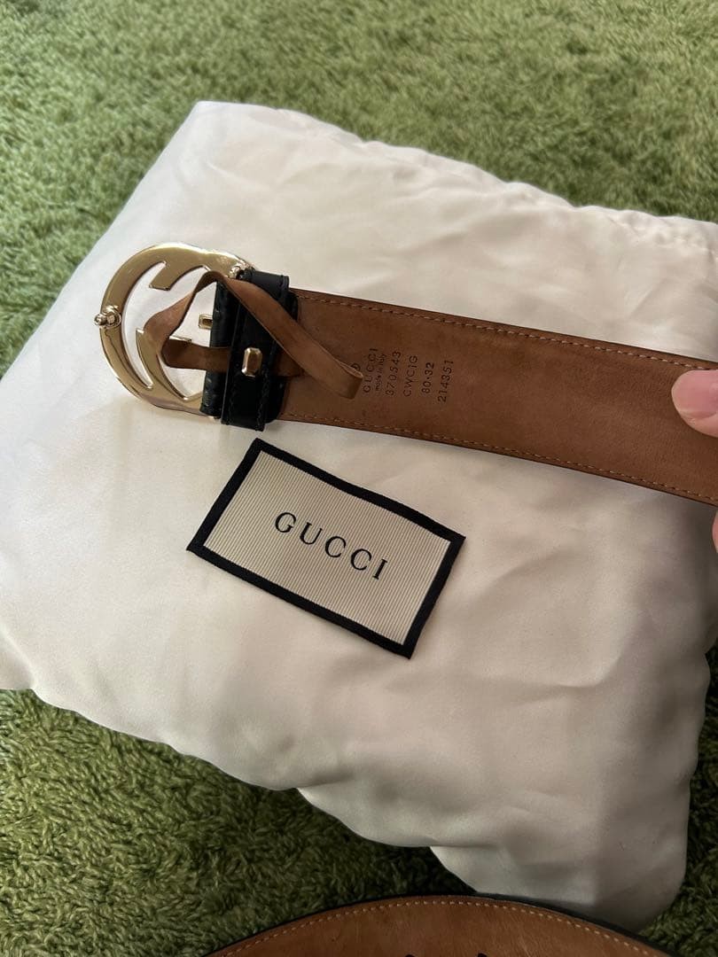GUCCI Pre-Owned Double Logo Leather Belt 370543 Worn By Watashi Rakia