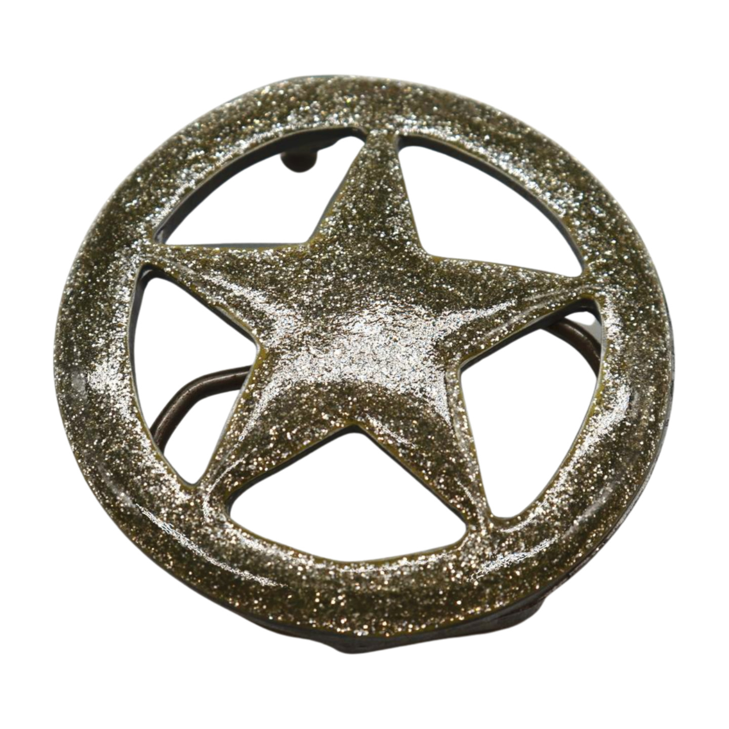 Men Women Belt Buckle Silver Metal Texas Lone Star Glitter Sparkling TX Cowboys