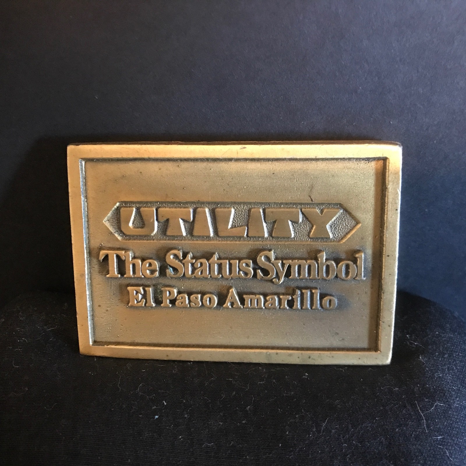 Vintage Hit Line US Brass Belt Buckle Utility The Status Symbol El Paso Amarillo