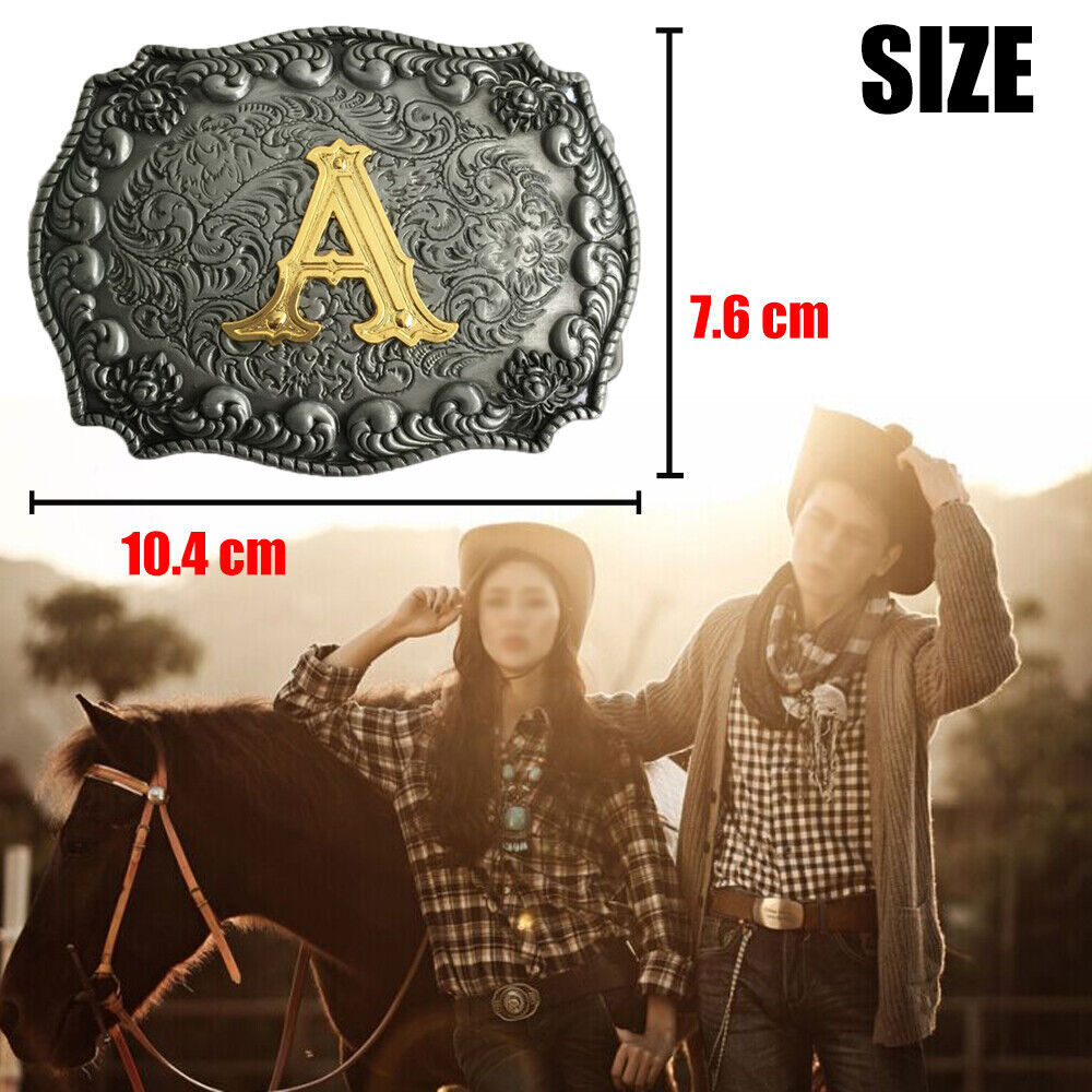 For Rodeo Initial Letter A to Z Western Cowboy Shine Metal Fashion Belt Buckle