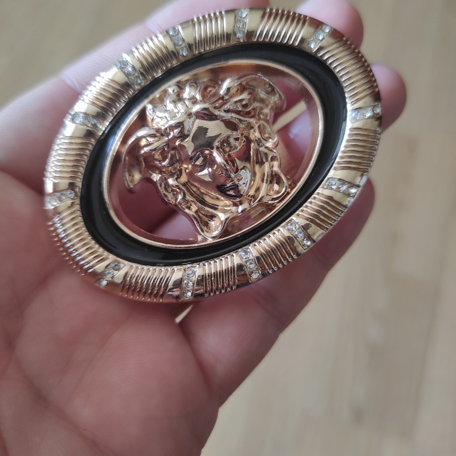 VERSACE. Gold tone. 3-D Medusa. BELT BUCLE.