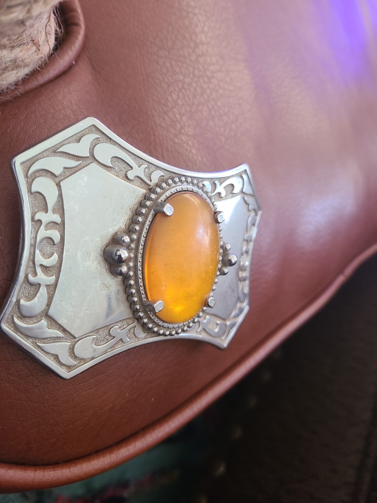 Vintage Beautiful Polished Stone Belt Buckle 4 X 2.5