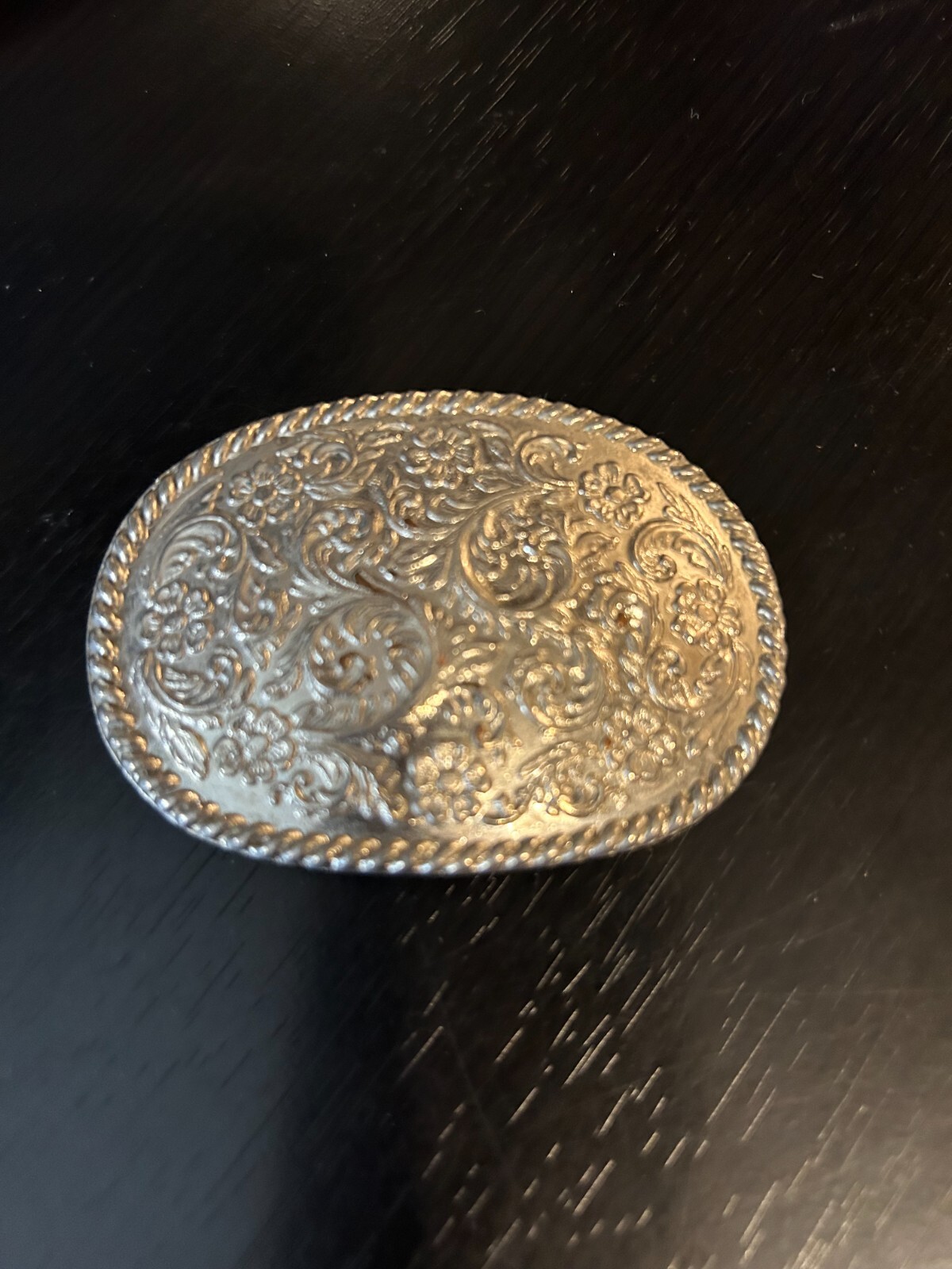 Vintage Collectible Flowers Swirls Metal Belt Buckle