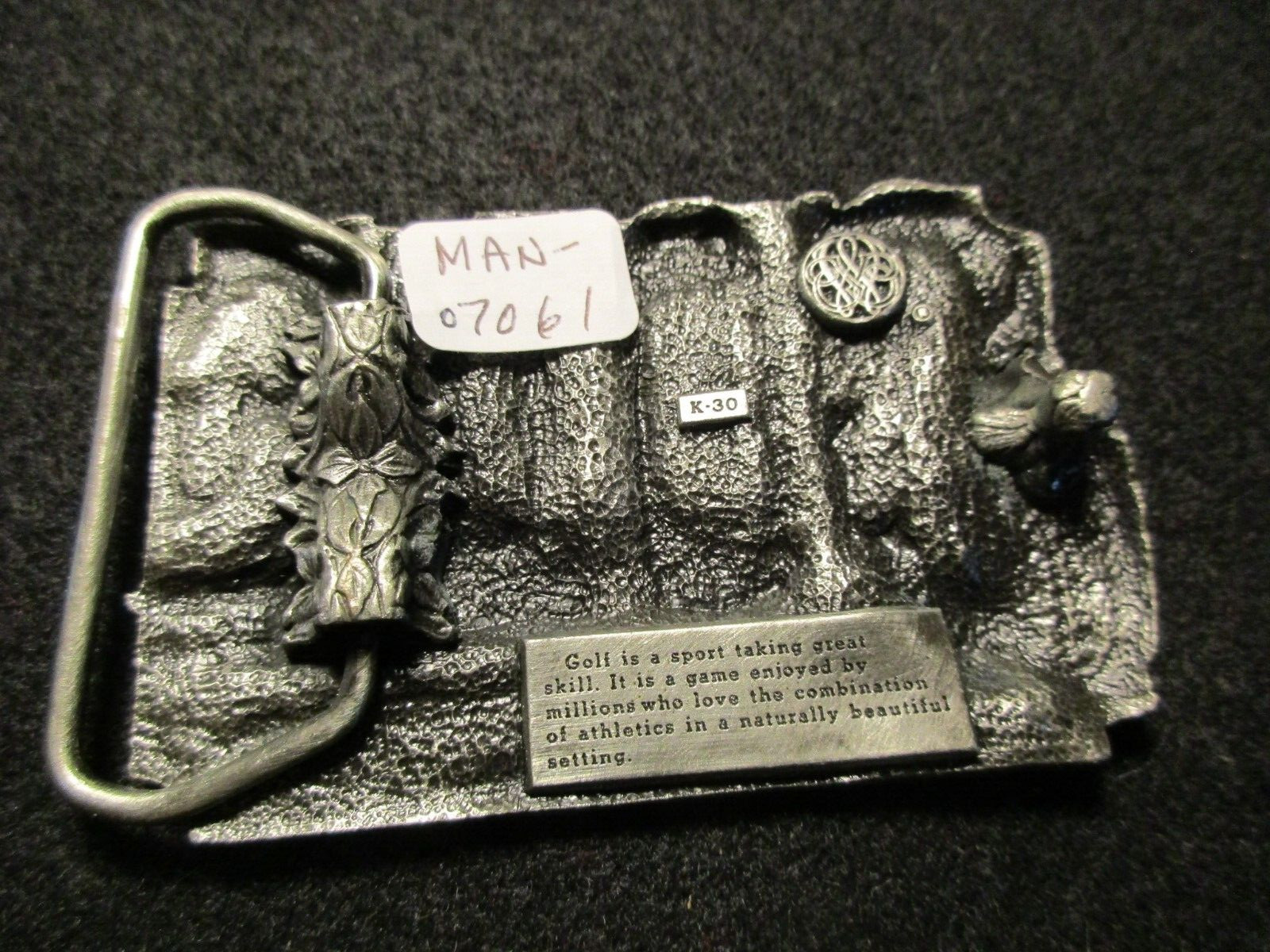SOLID PEWTER BELT BUCKLE, « GOLF » 3-D DESIGN, SISKIYOU CO. MAN-1222*07061