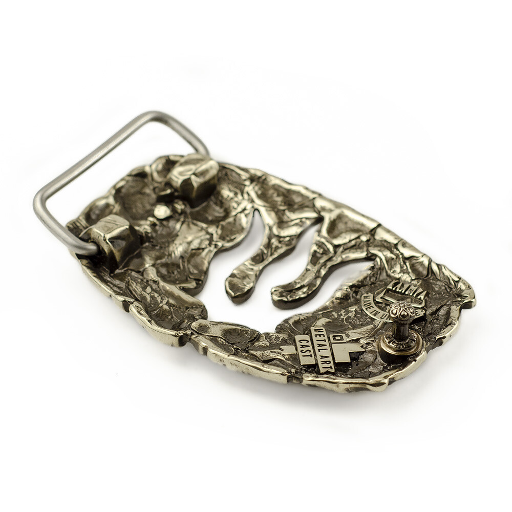 German silver belt buckle Lava Trident, Ukrainian Polygonal Low poly design