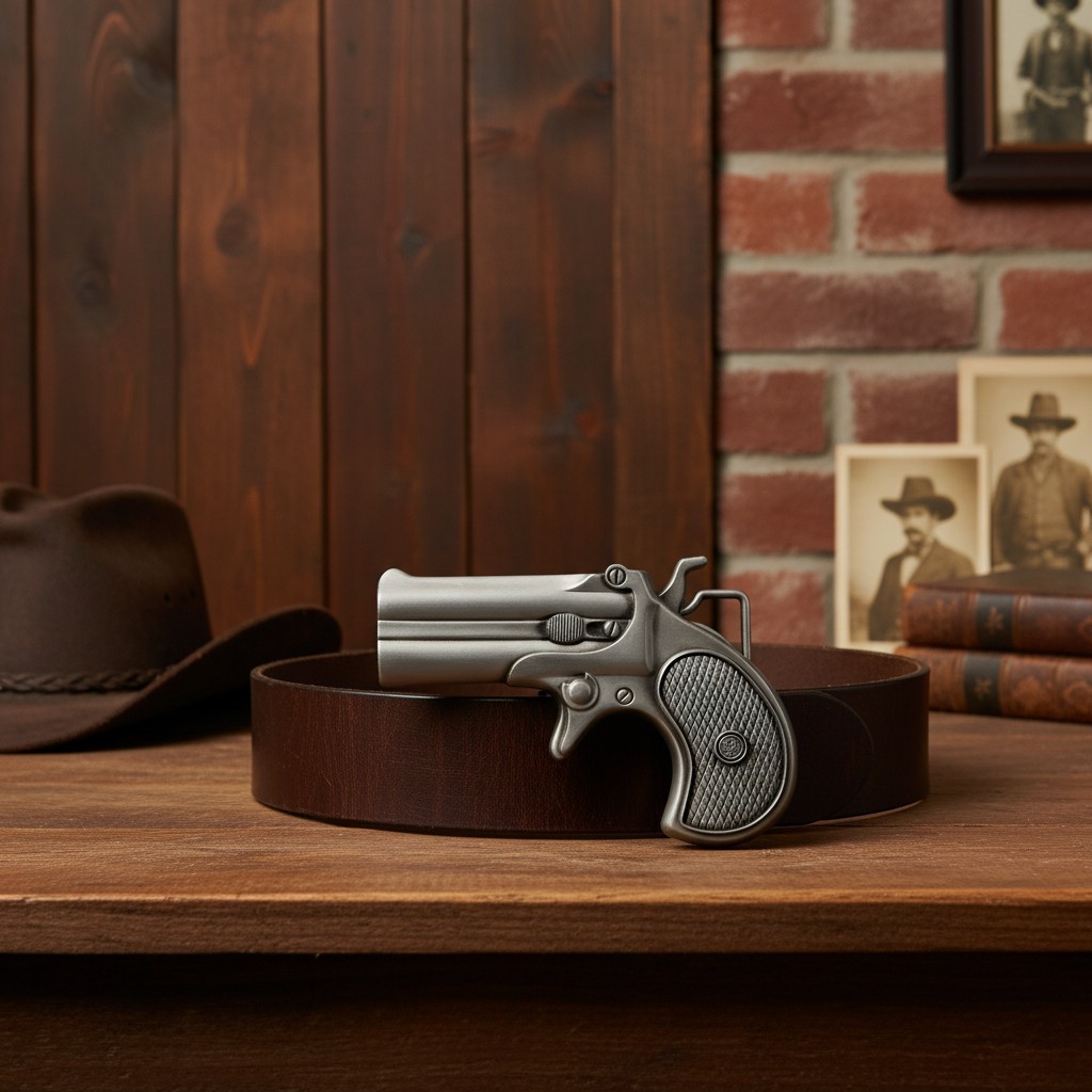 Men Silver Metal Fashion Belt Buckle Biker Handgun Revolver Gun Street Hood Bold