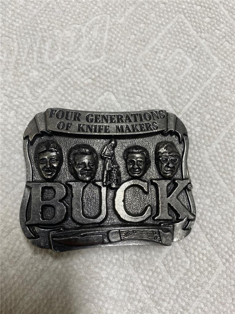 Vintage Buck Knife Belt Buckle, Four Generations of Knife Makers