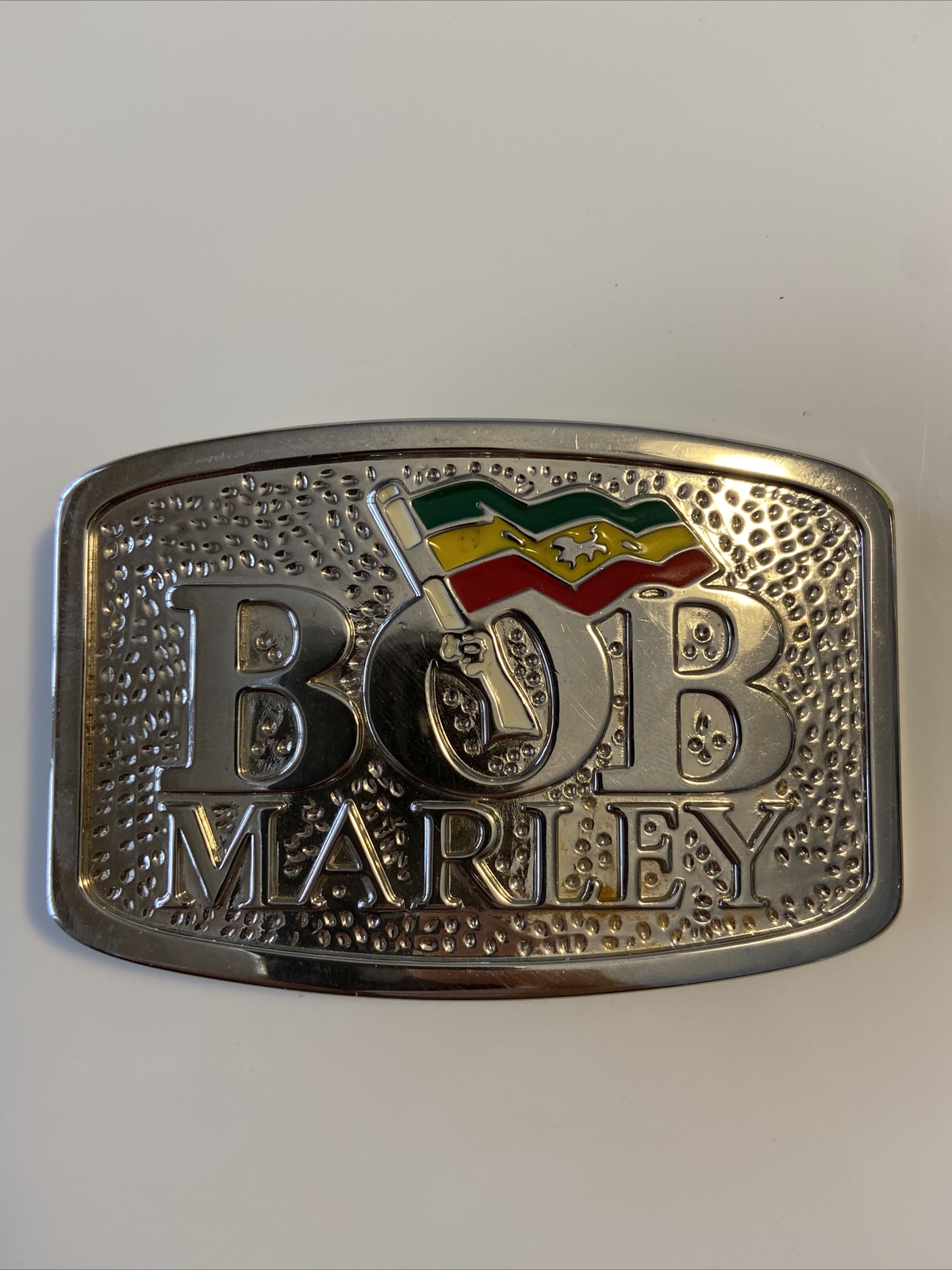 2006 Bob Marley with Flag Belt Buckle for 1.5&Prime; Belt 3.75&Prime; x 2.5&Prime; Arched Front