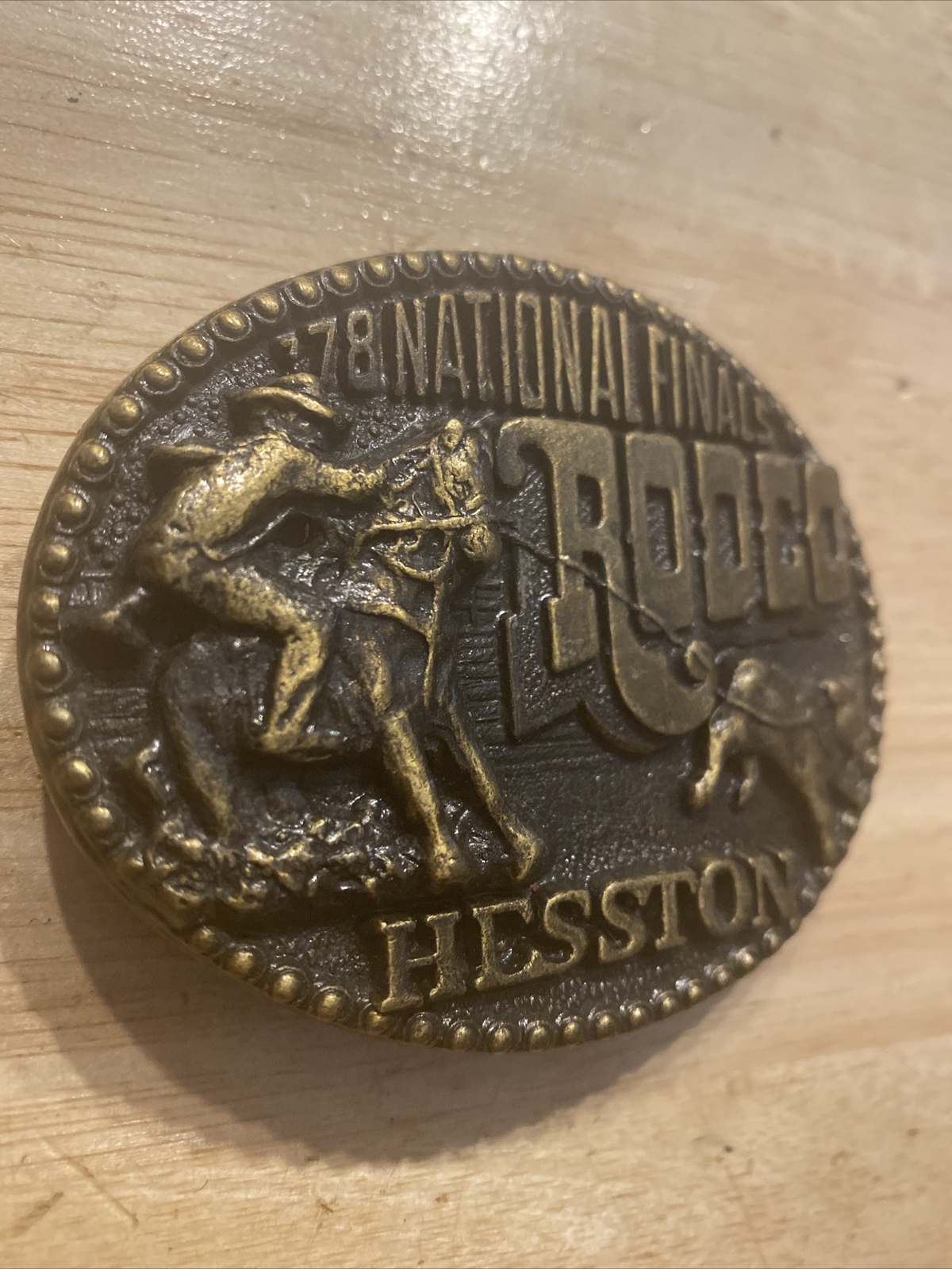 Hesston Rodeo Vintage Belt Buckle Solid Metal Western Collector SOLID METAL 1978