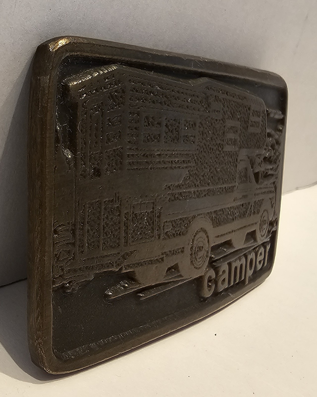 Vintage, 1975, FORD TRAVEL TRAILER / CAMPER, Brass Belt Buckle MENS Collectible