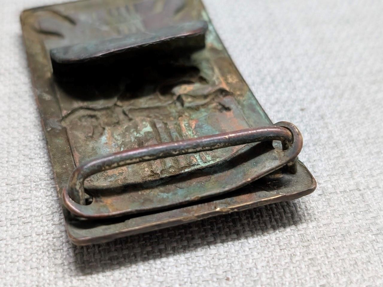 vintage 1950s belt buckle BRONZE brass COWBOY western RODEO bronco horse