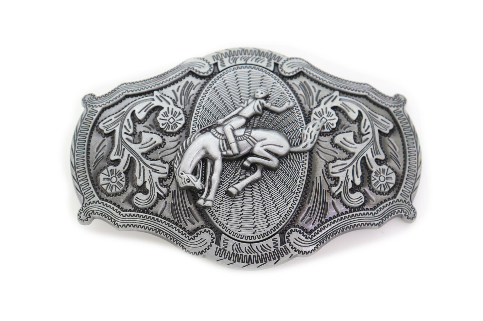 Men Biker Dark Silver Metal Western Fashion Belt Buckle Rodeo Horse Cowboy Jeans