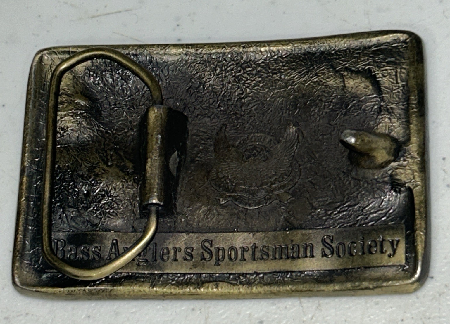 Vintage BASS Belt Buckle Brass Anglers Sportsman Society Member