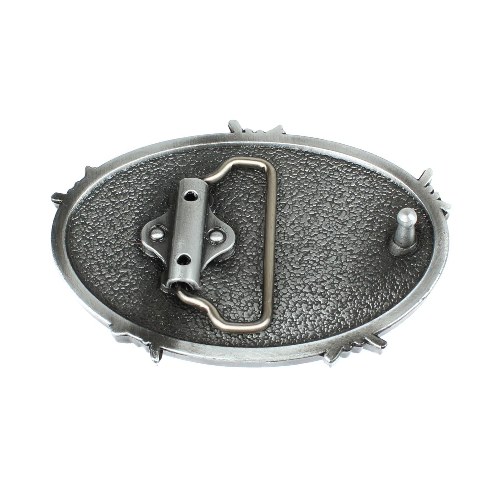 Oval Longhorn Bull Steer Head Barbed Wire Western Belt Buckle Antique Silver