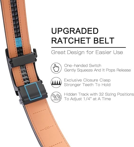 SENDEFN Ratchet Belt Replacement Strap 1 36&Prime;-42&Prime; Waist Adjustable, Black-4