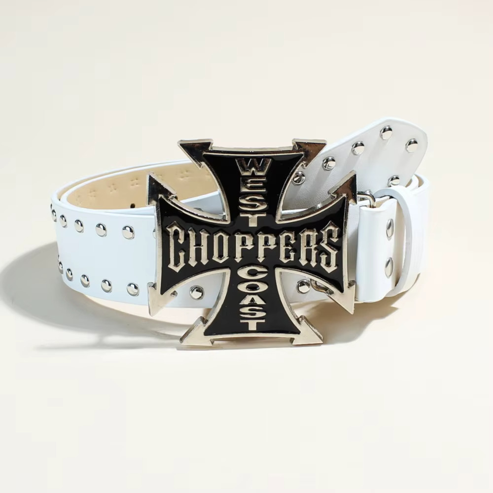 Gothic Studded Belt with Cross Buckle Swag Skate