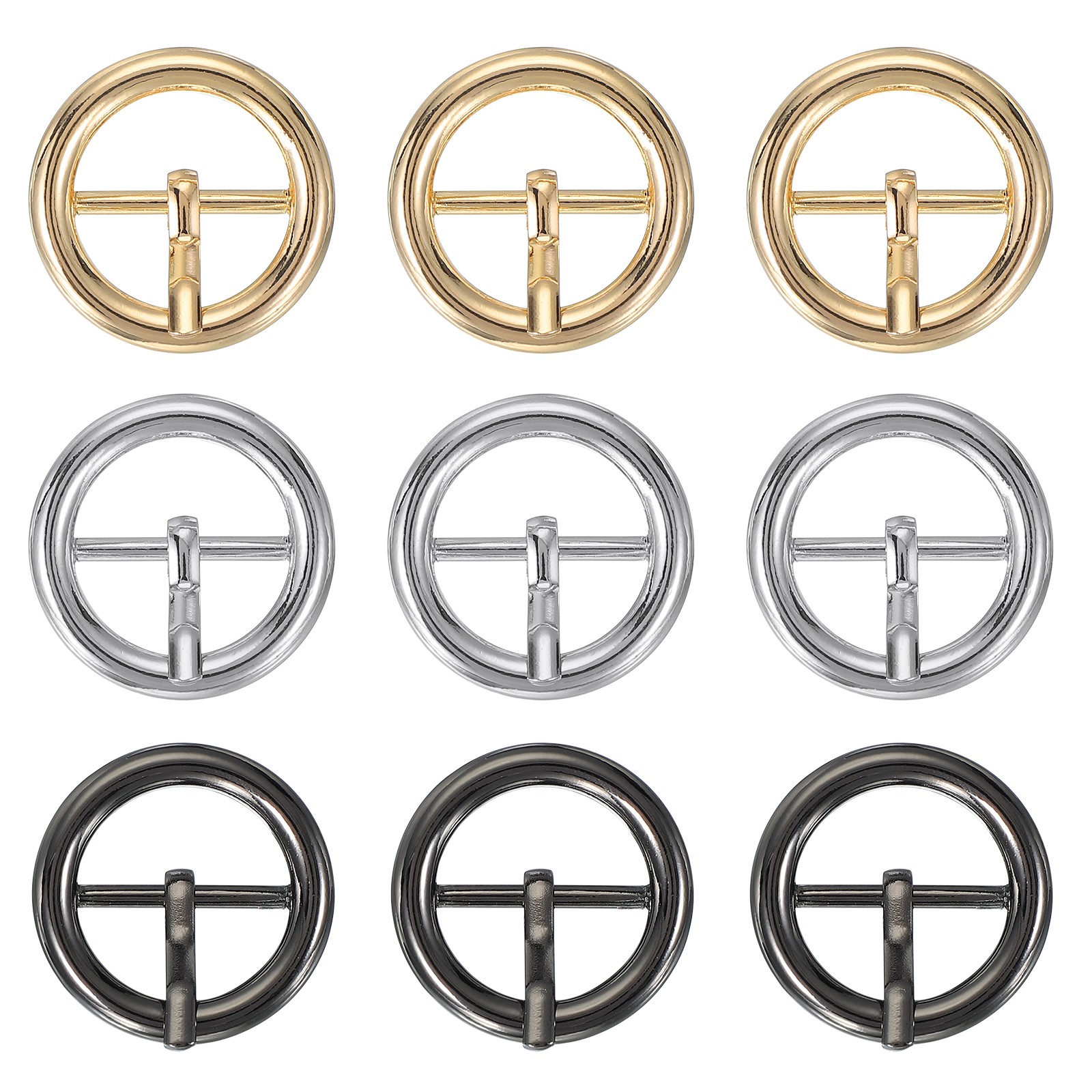 9Pcs 0.8&Prime; Single Prong Belt Buckle Metal Roller Buckle Black/Silver/Light Gold