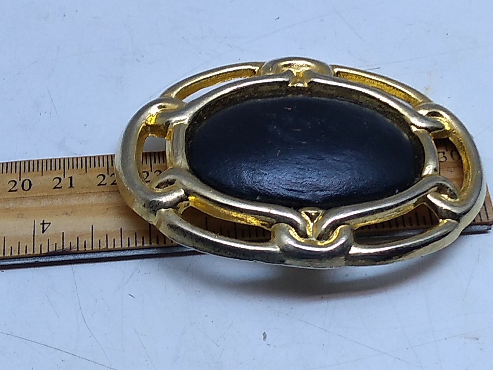 South-Western Brass Metal Tone Oval Belt Buckle Tiger-Eye Stone Center Piece