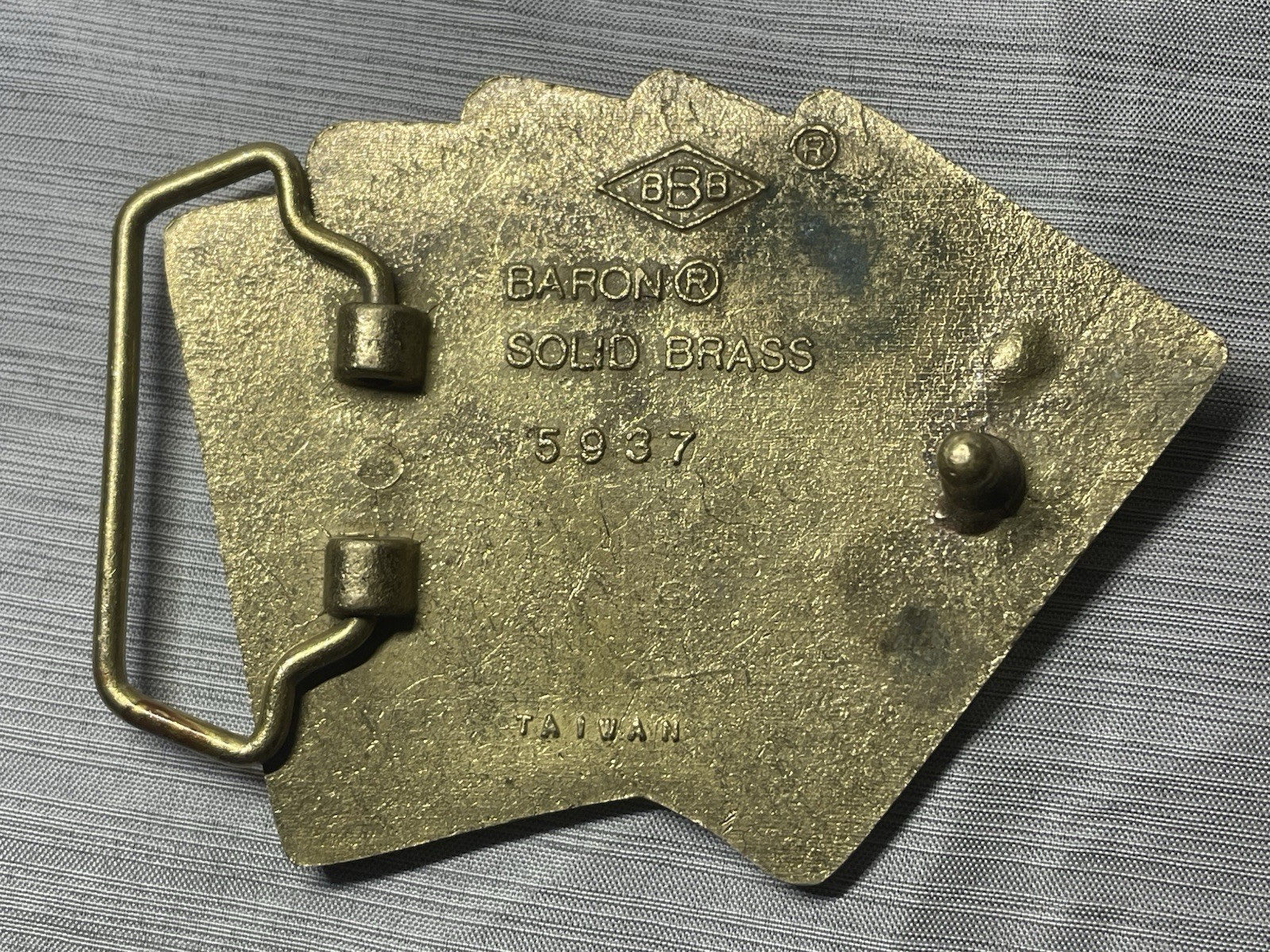 Vintage Baron 5937 Solid Brass Royal Flush Playing Cards Belt Buckle