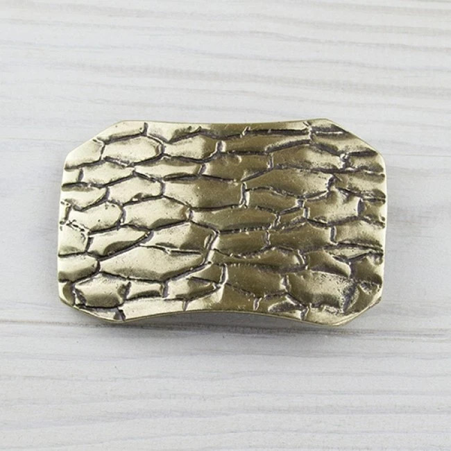 Silver Rectangular Textured Belt Buckle, Unisex Metal Accessory