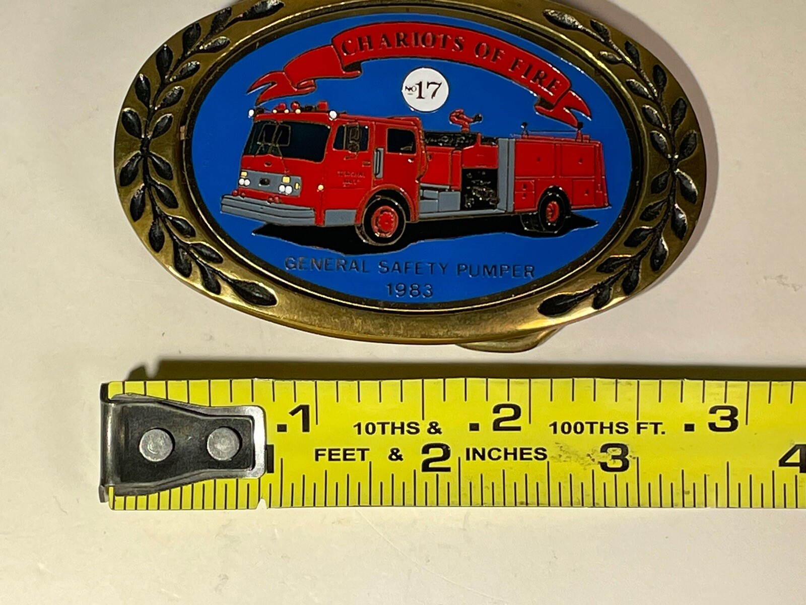 VTG Heritage Chariots of Fire 1983 General Safety Pumper No 17 Brass Belt Buckle