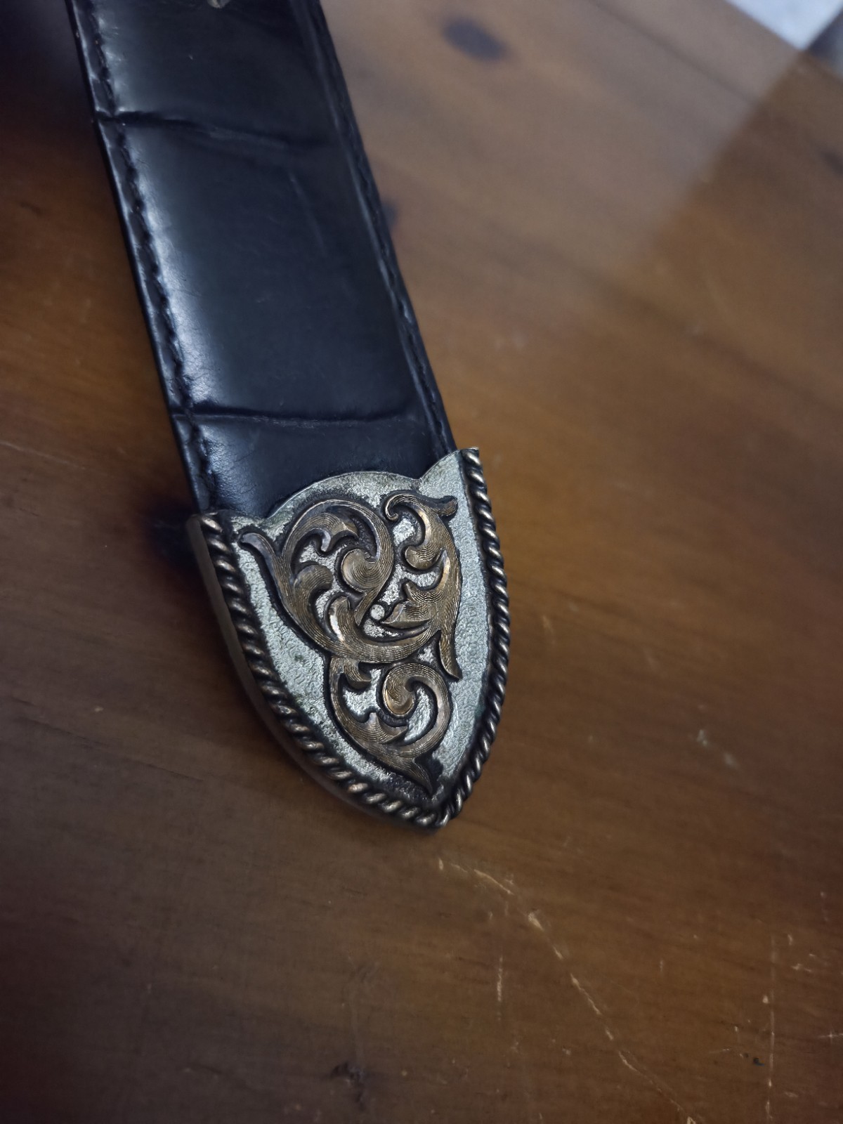 Al Beres Diablo Genuine Leather Black Belt, Nickel Buckle, Made In USA 32&Prime; Waist