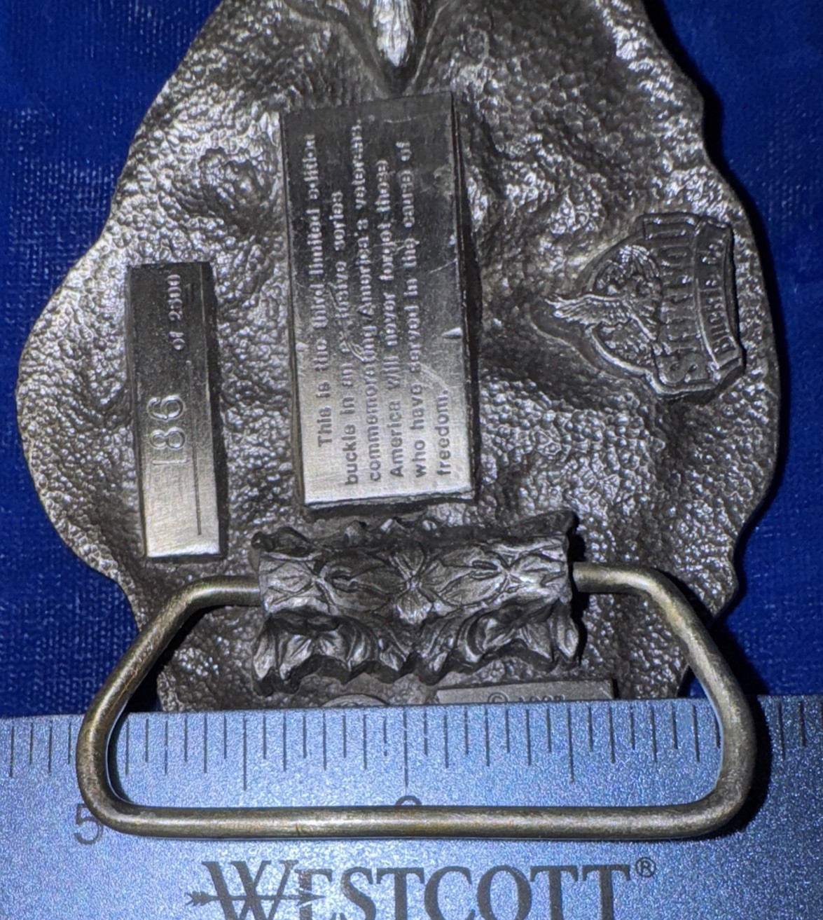 SISKIYOU THE AMERICAN VETERAN COMMEMORATIVE BELT BUCKLE 1987 LIMITED ED.186/2500