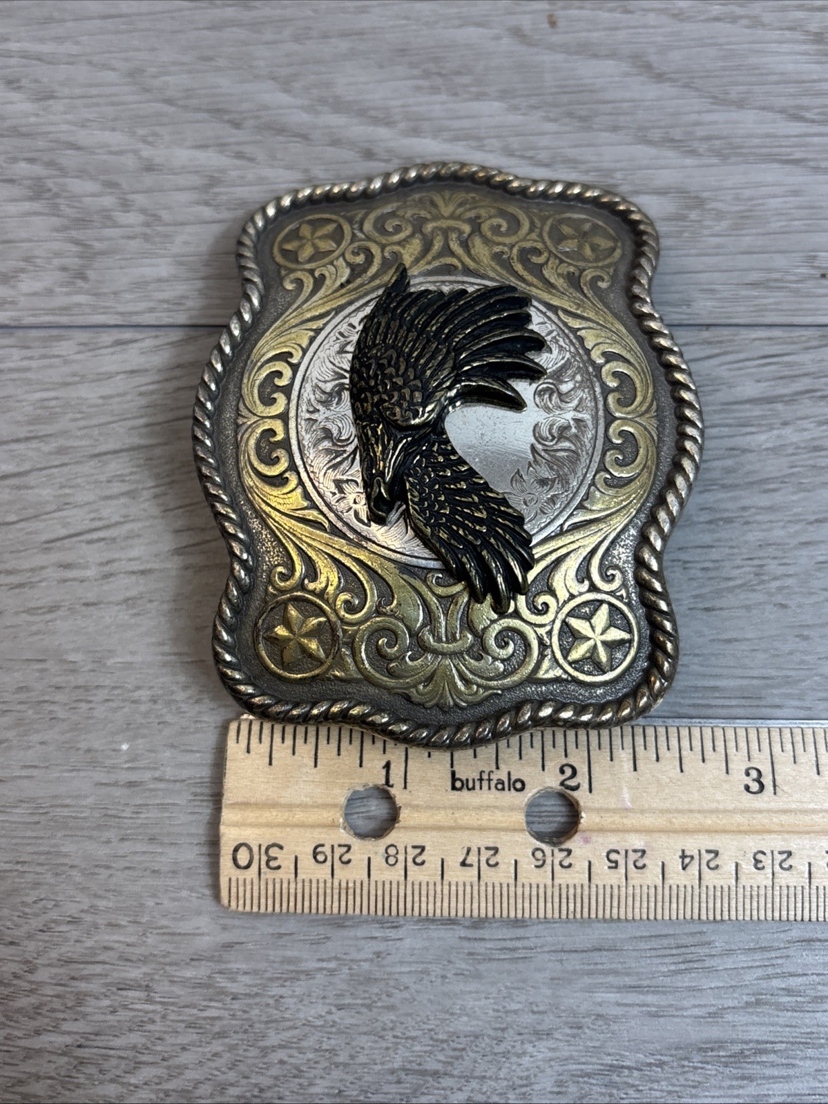 Eagle Belt Buckle Gold And Silver Bird Flying 3.5×2.5