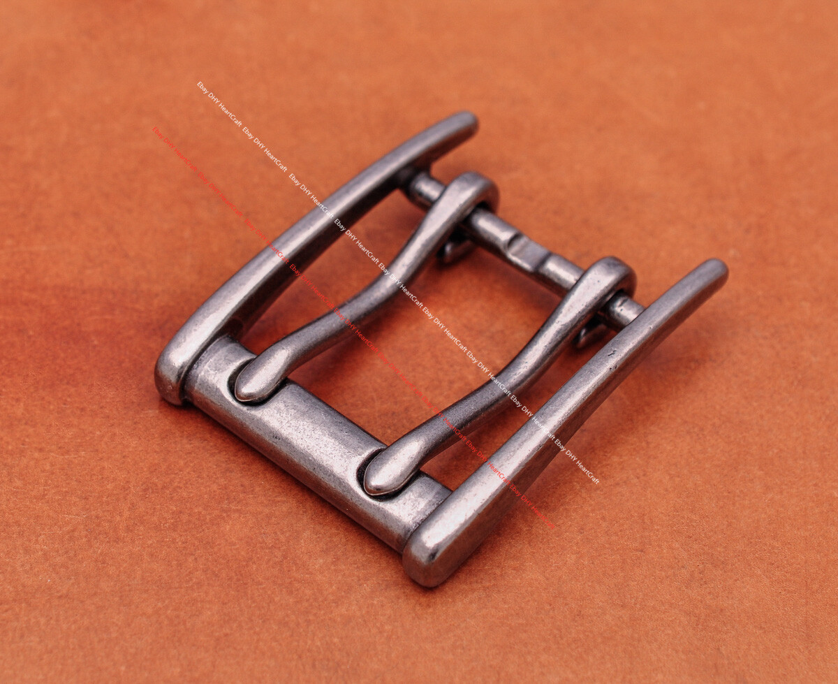 Strong Antique Silver Double Pin Prong Leathercraft Belt Buckle Fits 45mm Strap