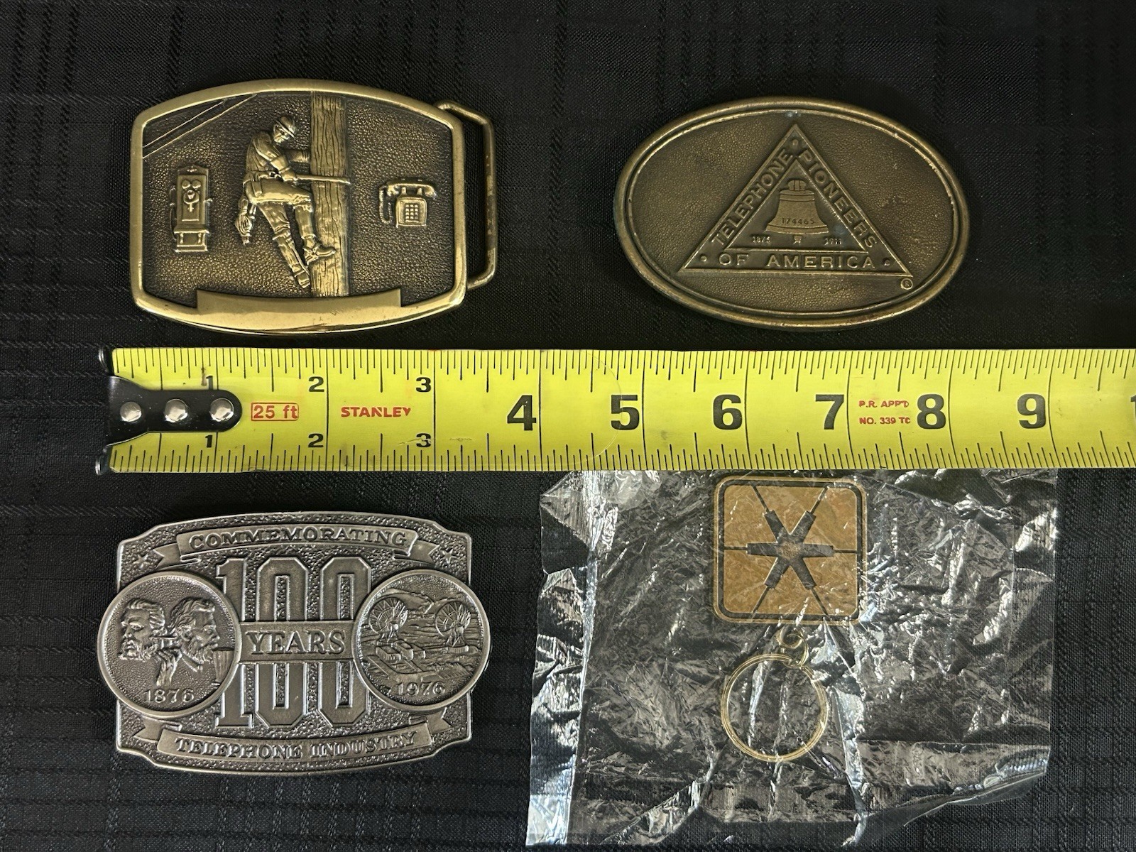 Solid Brass BTS Telephone Repair Lineman Belt Buckle, & 2 Others